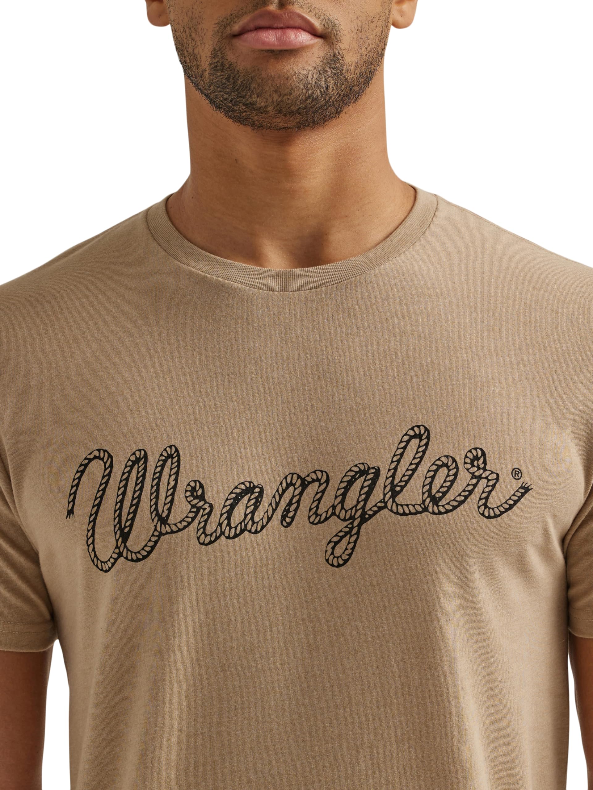 Wrangler Men's Western Crew Neck Short Sleeve Tee Shirt, Trench Coat Heather