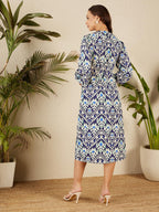Rare WomenS Polyester Wrap Midi Dress (Ep8109A_Multi Multicolour