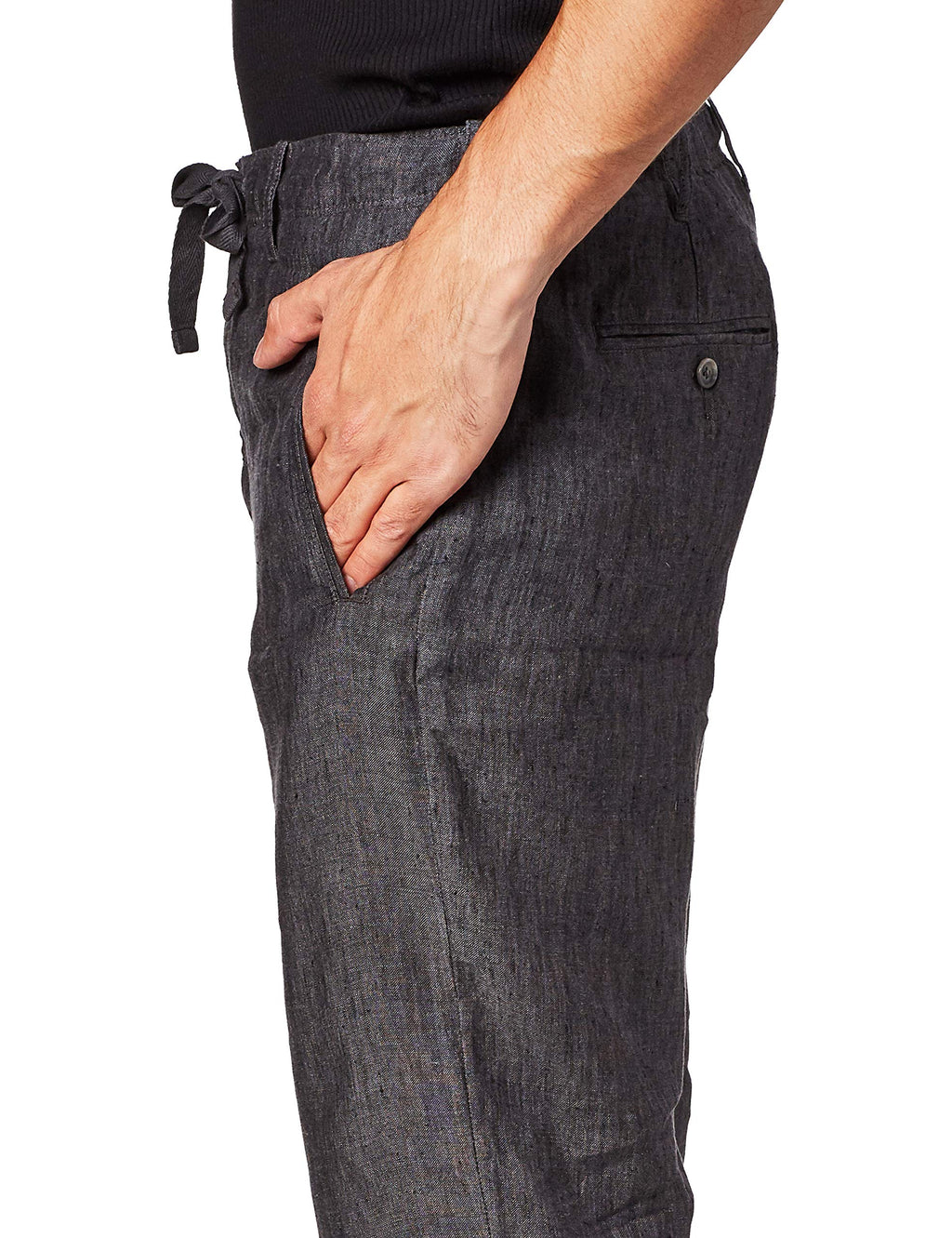 Perry Ellis Men's 100% Linen Drawstring Casual Pants For Men, Regular Fit, Lightweight (Waist Size 29-54 Big & Tall), Slate, 40W