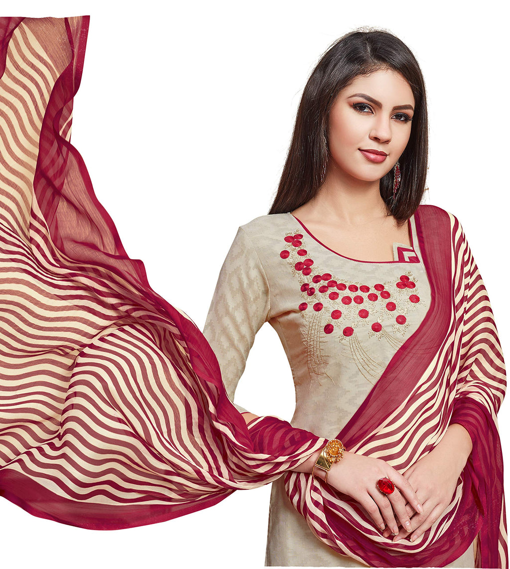 Anni Designer Womens Dusty Color Cotton Blend Embroidered Printed Dupatta Churidar Dress Material