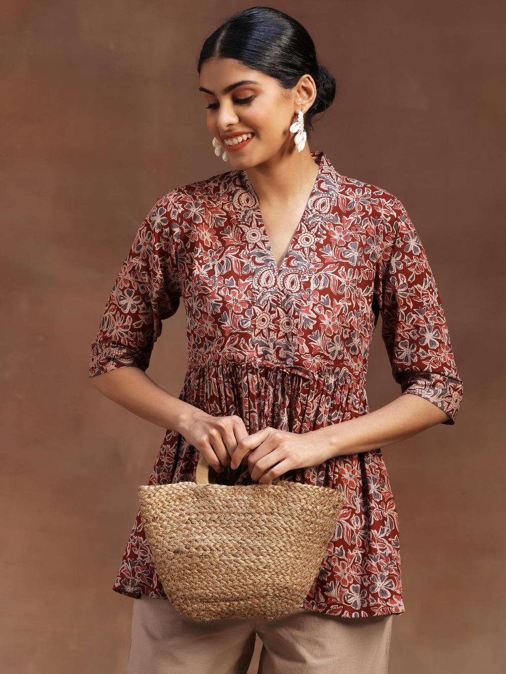 Libas WomenS Cotton A-Line Kurta (29101O_Rust