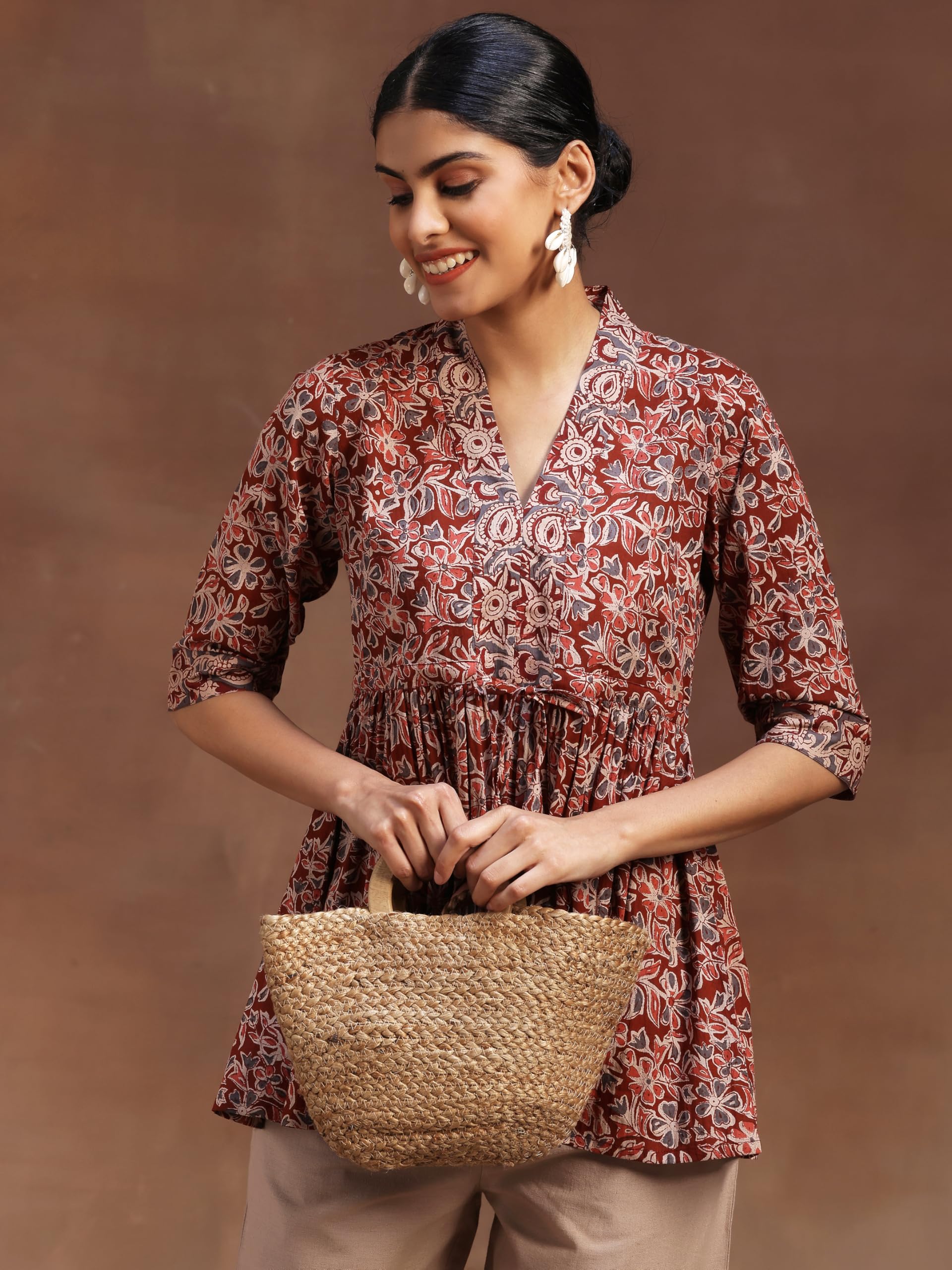 Libas WomenS Cotton A-Line Kurta (29101O_Rust