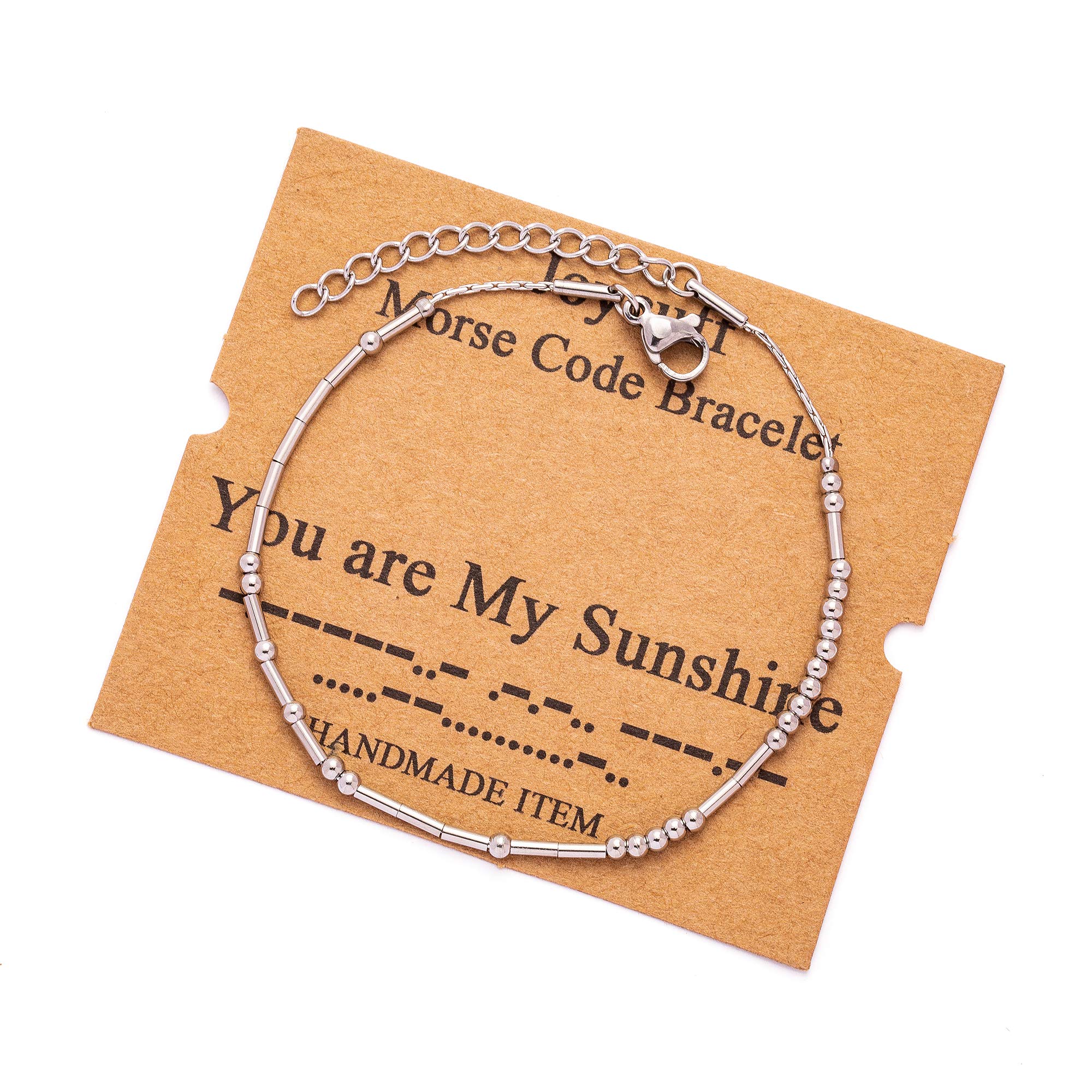 Silver Morse Code Bracelets for Women You Are My Sunshine Inspirational Bangle Jewelry Christmas Birthday Mother's Day Valentine