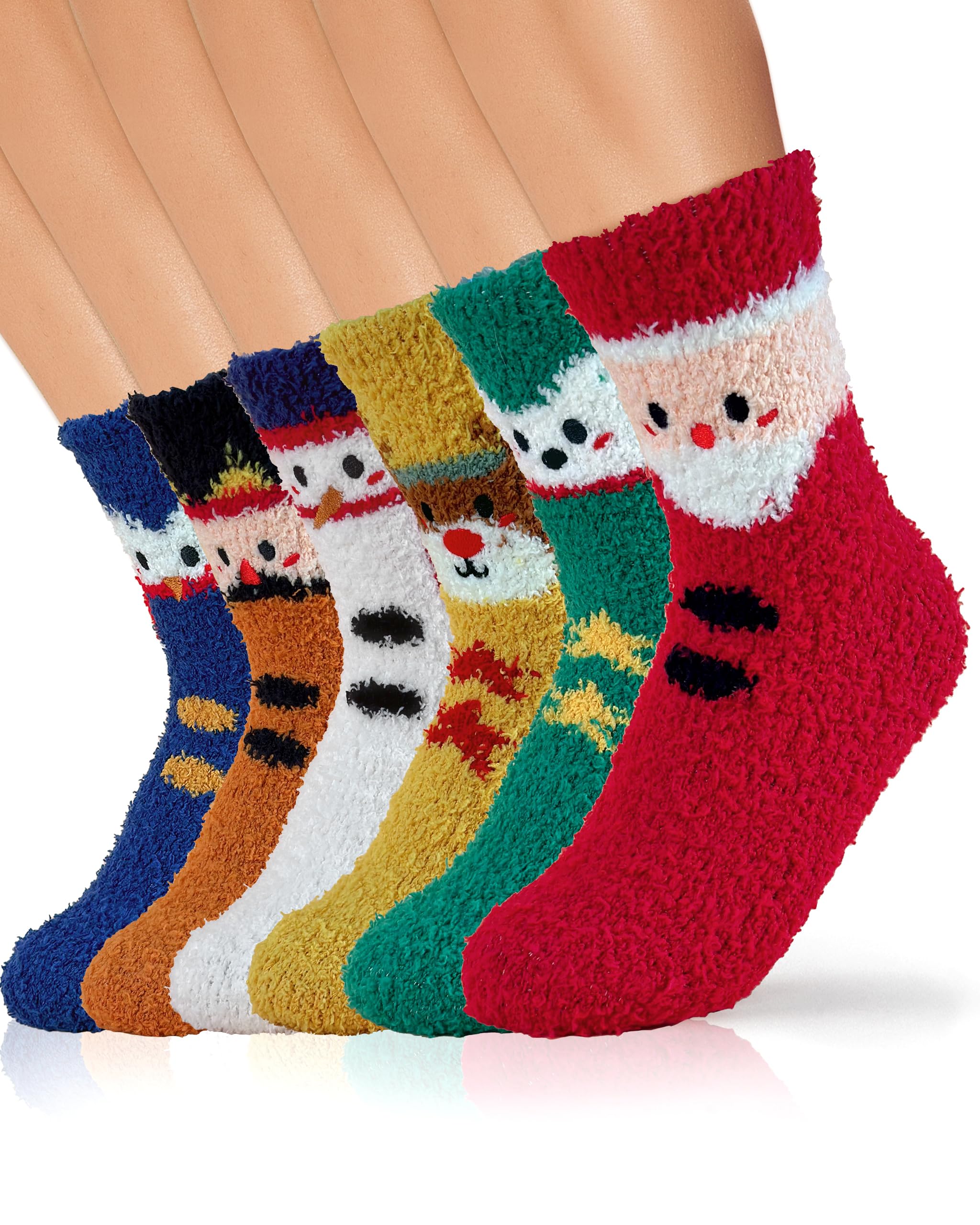 TEHOOK Fuzzy Christmas Socks, Christmas Stocking Stuffers Gifts for Women and Girls, Plush Winter Fuzzy Socks, Fluffy Cozy Warm