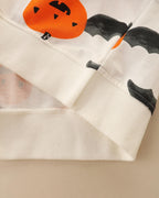 HILEELANG Kids Boy Sweatshirts Halloween Pumpkin Bat Graphic Crewneck Pullover Cotton Tops 5T