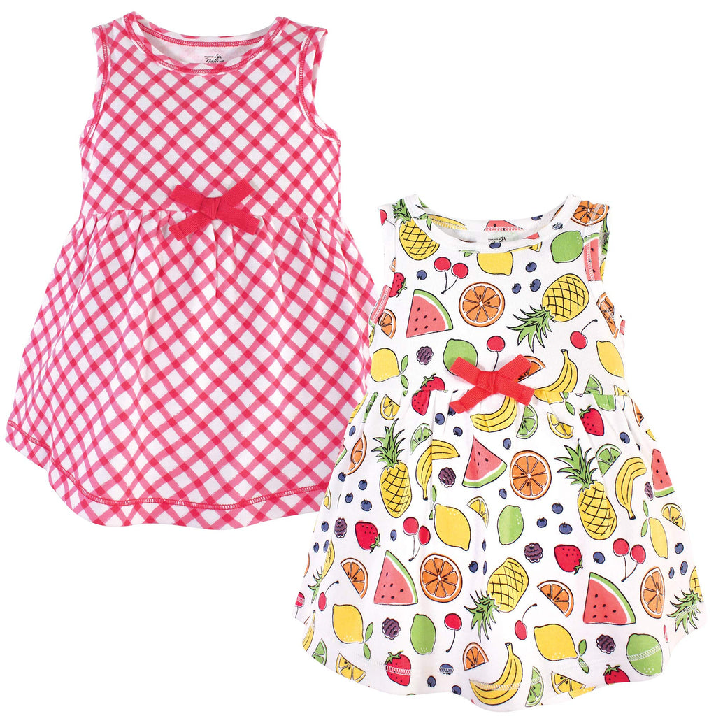 Touched by Nature girls, Toddler, Baby and Womens Organic cotton Short-Sleeve and Long-Sleeve Dresses, Fruit Sleeveless, 12-18 M