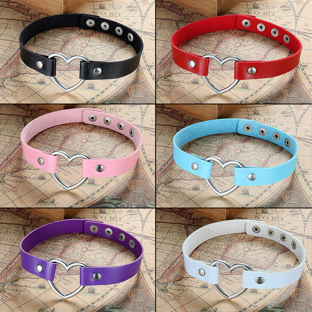 OIDEA White Adjustable Leather Heart Charm Choker Necklace for Women Party Cosplay Halloween Decorations