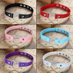 OIDEA White Adjustable Leather Heart Charm Choker Necklace for Women Party Cosplay Halloween Decorations