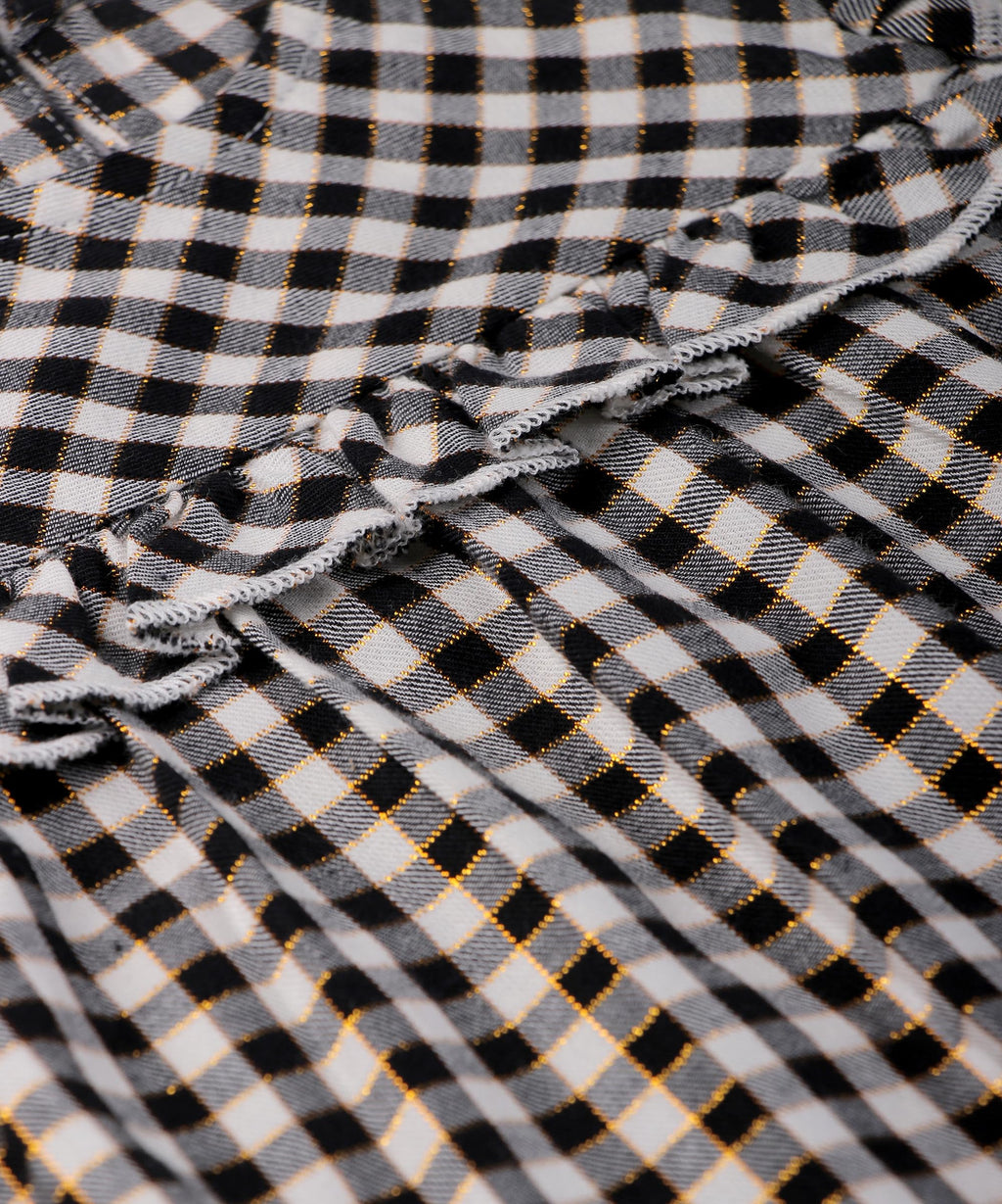 Beebay Kids Girls Yoke Frill Gingham Dress Black/White