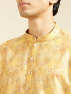 Diwas By Manyavar MenS Cotton Blend Printed Kurta (Mustard,M)