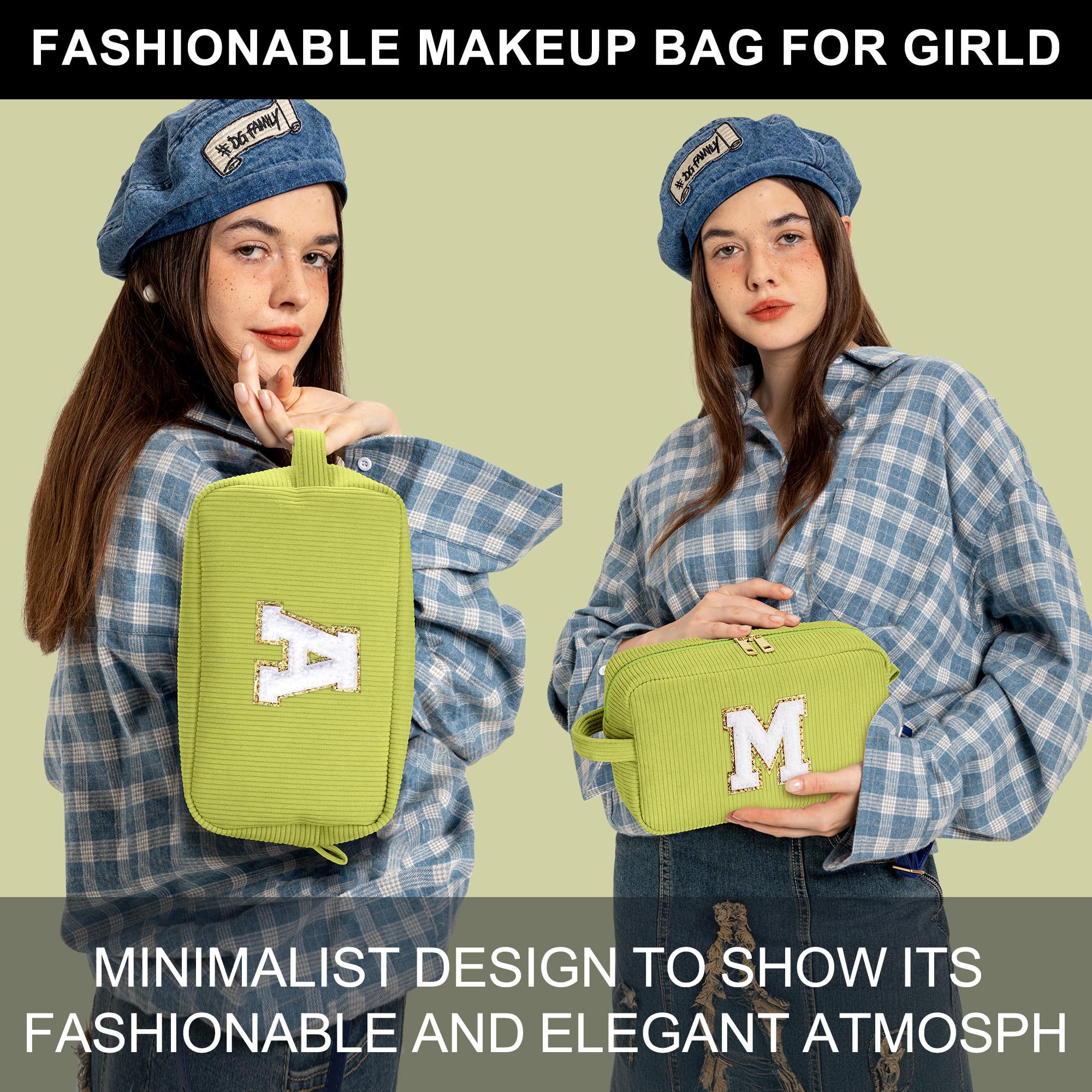 YOOLIFE Initial Makeup Bag Gifts - Gifts for Women Teenage Girls Make Up Bag Cosmetic Bags for Women Makeup Organizer Bag 18th 2