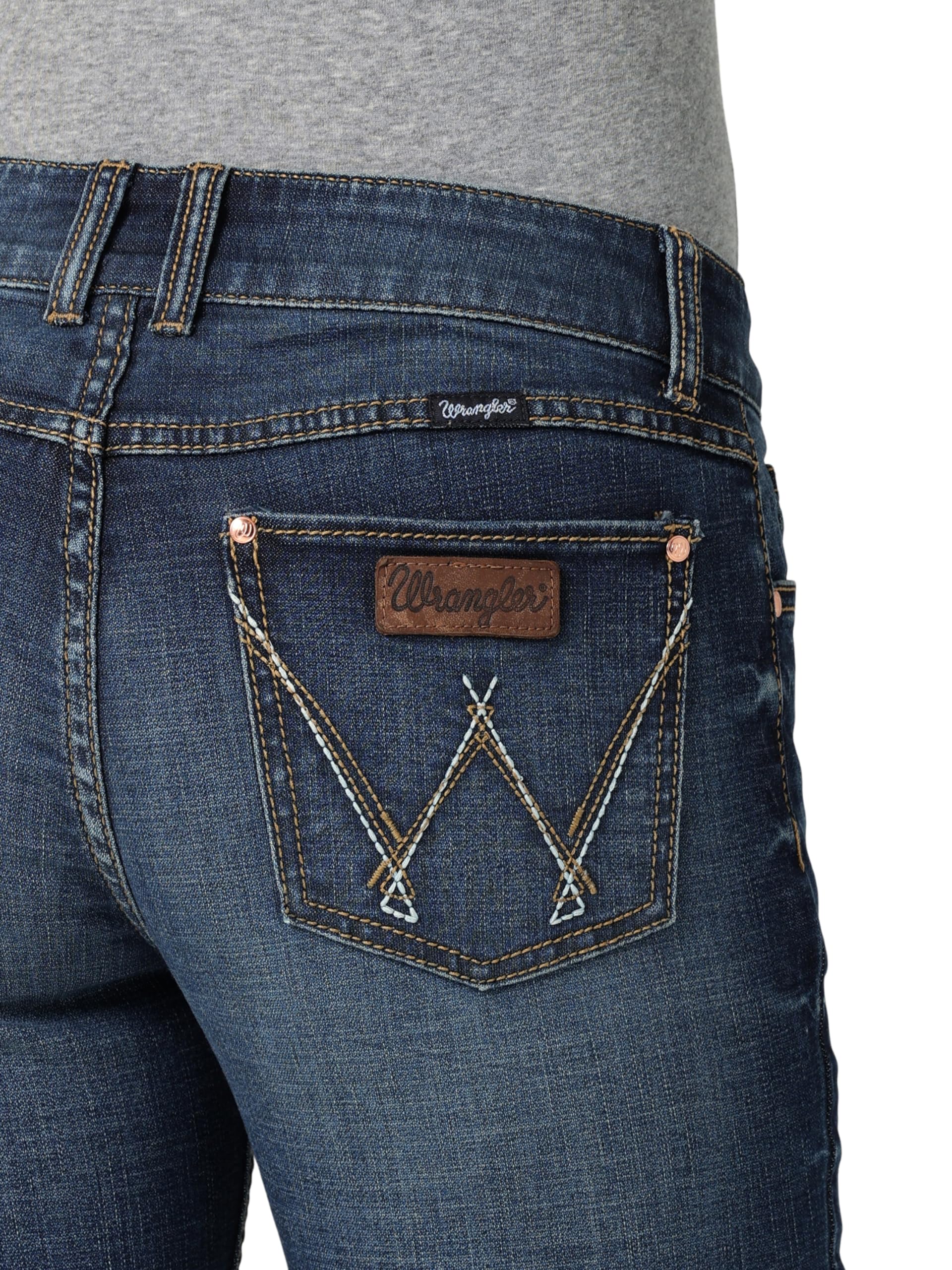 Wrangler Women's Retro Mae Rise Stretch Boot Cut Jean, Mid Wash, 1-36
