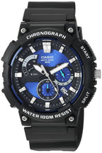 Casio MCW200H Series | Mens Analog Watch | Black/Blue | 100M WR | Retrograde Chronograph | 1 Second Stopwatch | Date Display | M
