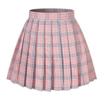 Women's Buffalo Plaid Skirt Pleated Cosplay Costumes Skirts (3XL,Pink Mixed White)