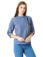 Miss Chase WomenS Denim Jacket (Mcaw18Den05-08-115-04_Blue_Medium)
