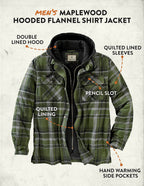 Legendary Whitetails Men's Standard Maplewood Hooded Shirt Jacket, Army Green Plaid, Medium