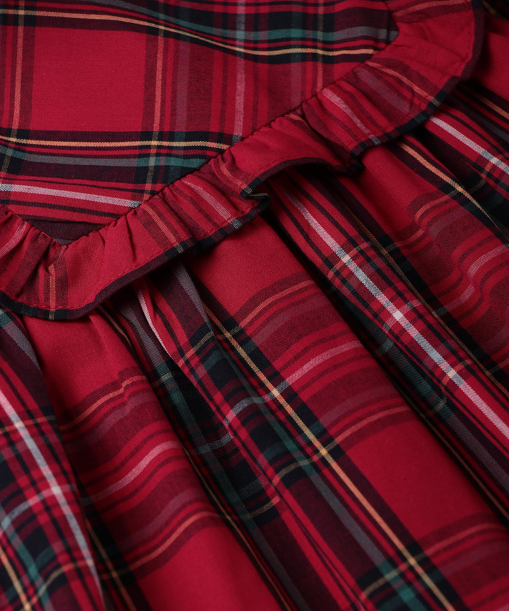 Beebay Kids Girls Tartan Checks Yoke Dress RED
