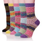 Sandsuced Wool Warm Socks for Women Winter Hiking Thick Boot Thermal Cabin Cozy Crew Work Soft Ladies Socks 5 Pack(Flamingo Anim