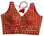 Pujia Mills Womens Readymade Blouse Sleeveless Blouse Embroidery jari Work Mirror Blouse Handwork Readymade Saree Blouse for Wo