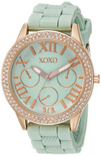 XOXO Women's XO8089 Gold-Tone Stainless Steel Watch with Mint Green Silicone Band