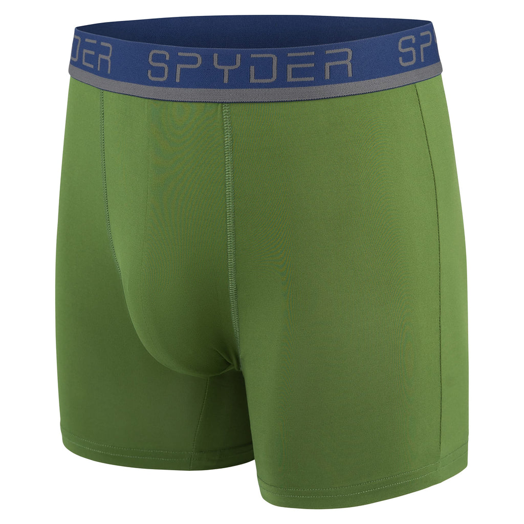 Spyder Mens Boxer Briefs 4 Pack Poly Spandex Performance Boxer Briefs Underwear (Grey/Blue/Black/Green, Medium)