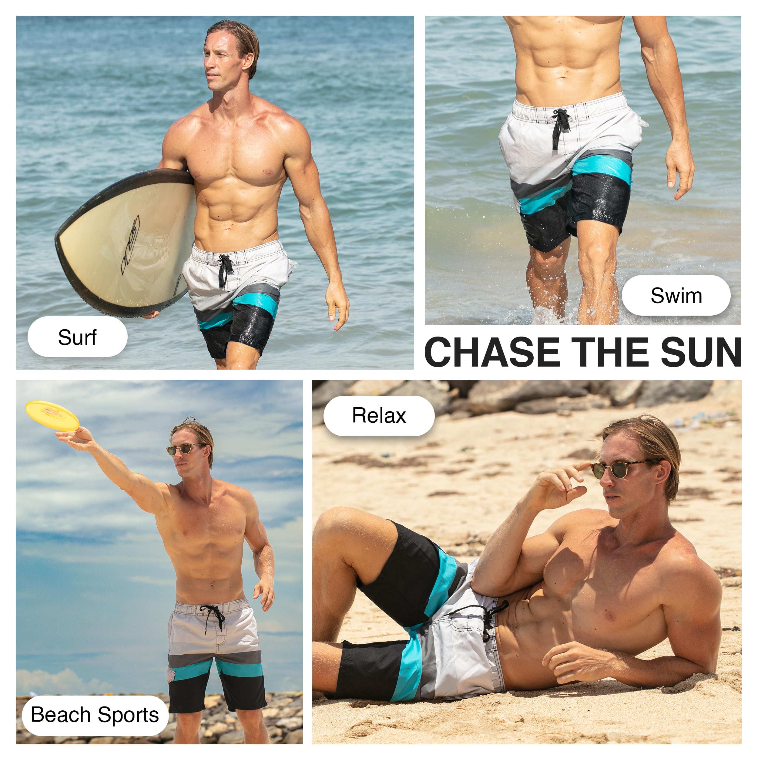 Kanu Surf Mens Swim Trunks (Regular  Extended Sizes), Infinite Black, Large
