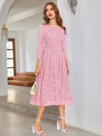 Toochki Pink Georgette Floral Fit & Flared Kurti Kurta Dress For Women A Line Suitable In Summer Latest Trendy Stylish Kurtas