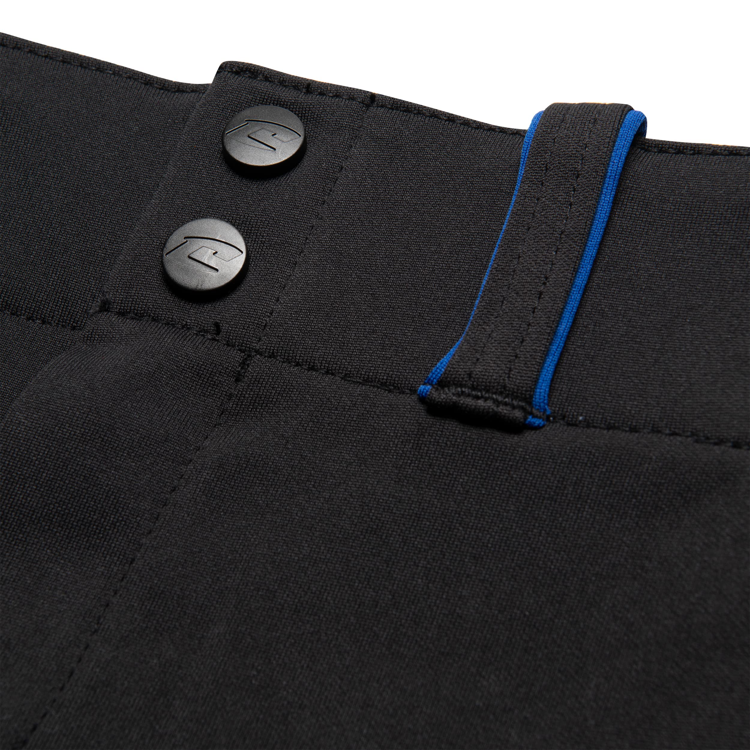 CHAMPRO Surge Traditional Low-Rise Fastpitch Softball Pant with Contrast-Color Braid Piping, Black, Royal, Girls' Small (BP28GBR