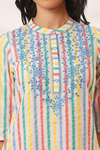 Aurelia Women'S Cotton Blend Striped Regular Kurtas