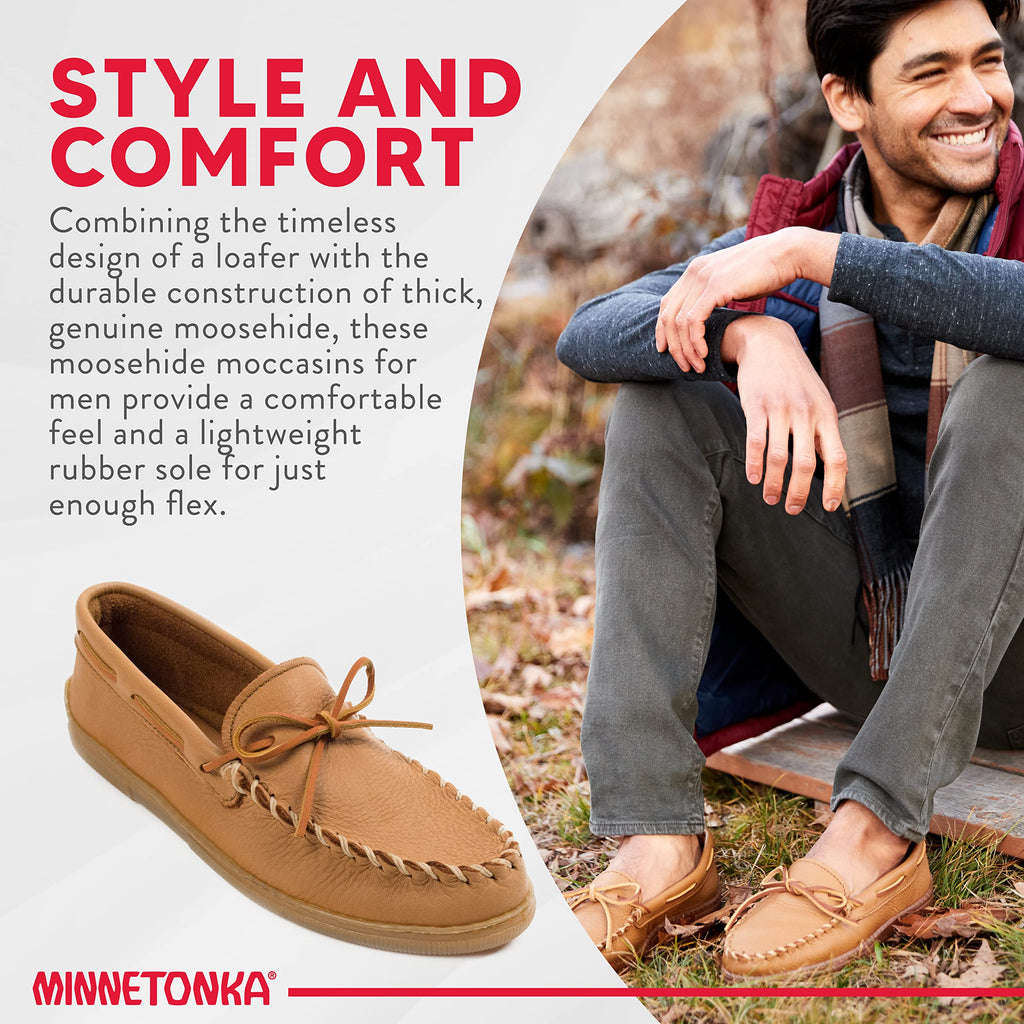 Minnetonka Mens Moosehide Classic Moccasin,Natural Moose,10.5 M US