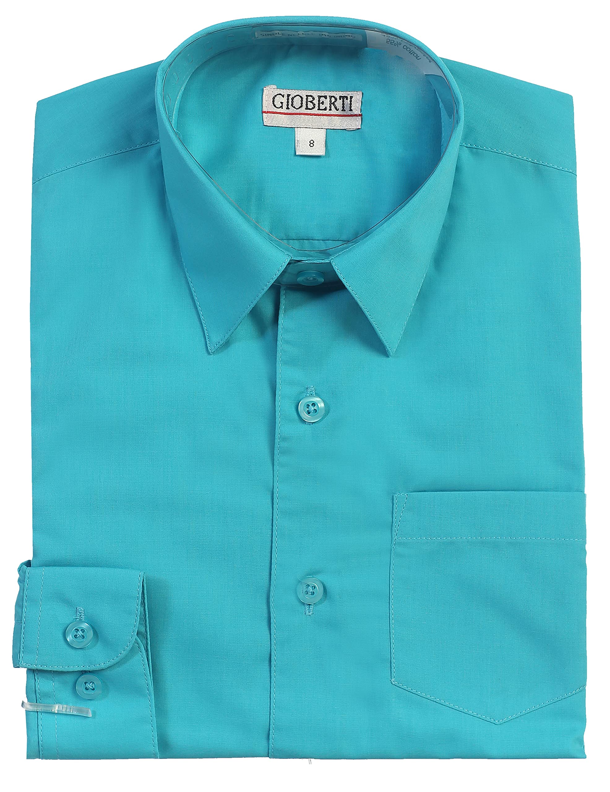 Gioberti Big Boys' Long Sleeve Dress Shirt, Teal, 14