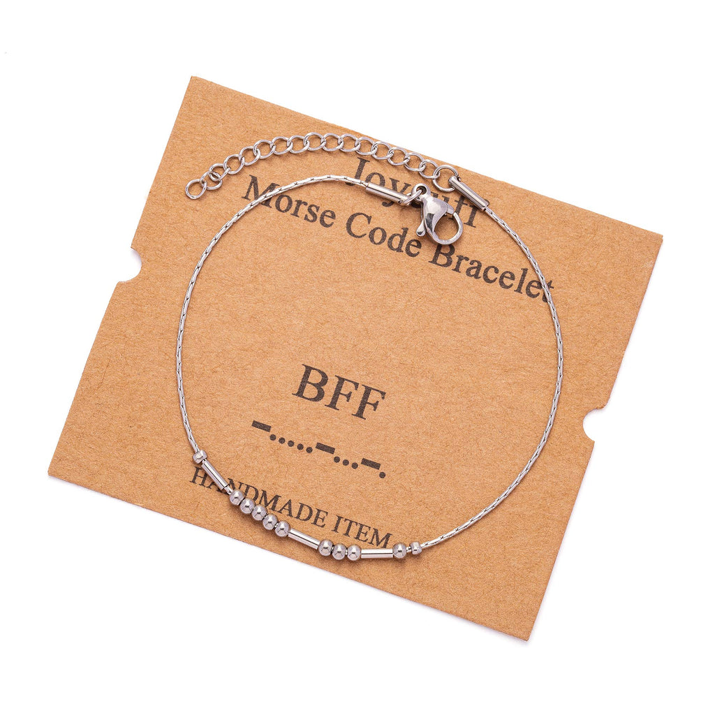 JoycuFF BFF Morse Code Bracelets for Best Friend Coworker Inspirational Birthday Christmas Mother's Thanksgiving Day Gifts for W