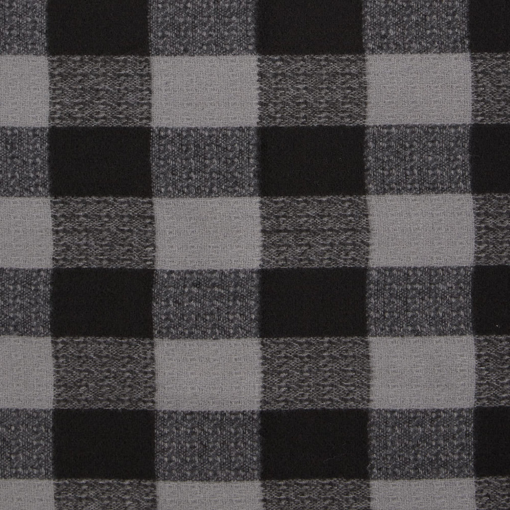 DENVER PLAID FRINGE SCARF - BLACK & GRAY