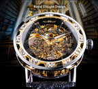 Winner Retro Manual Mechanical Skeleton Watch with Diamond and Carving Flower Craft Men Skeleton Wrist Watch Mechanical Classic