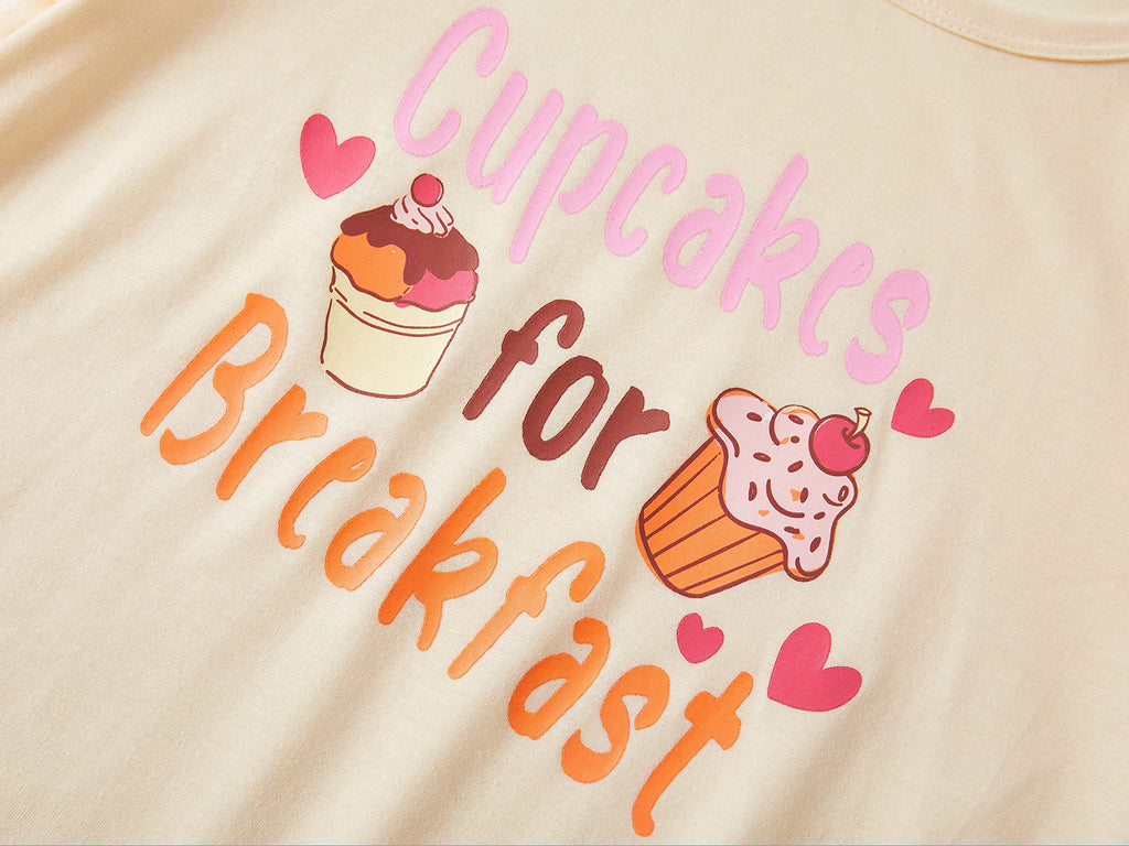 Pajamas for Girls Cute Cupcakes Comfy Summer 2-Piece Clothe Set Kid Size 5T
