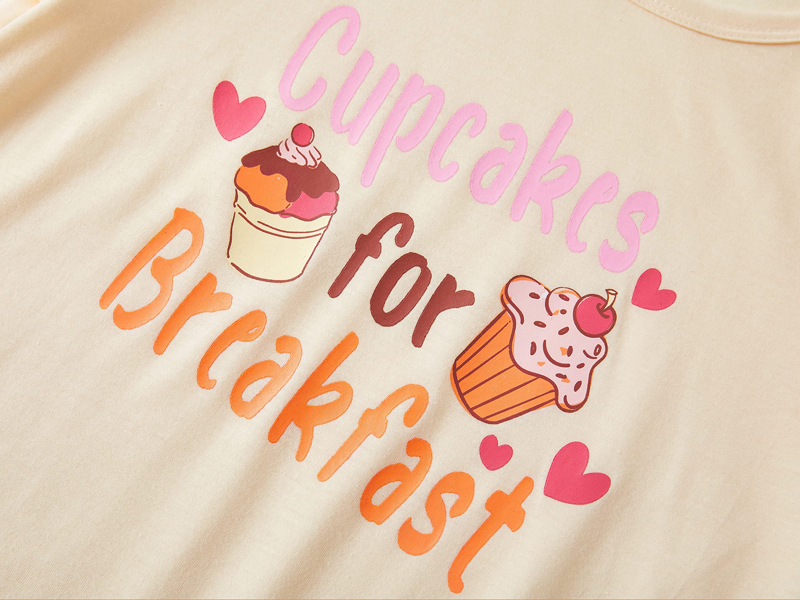 Pajamas for Girls Cute Cupcakes Comfy Summer 2-Piece Clothe Set Kid Size 5T