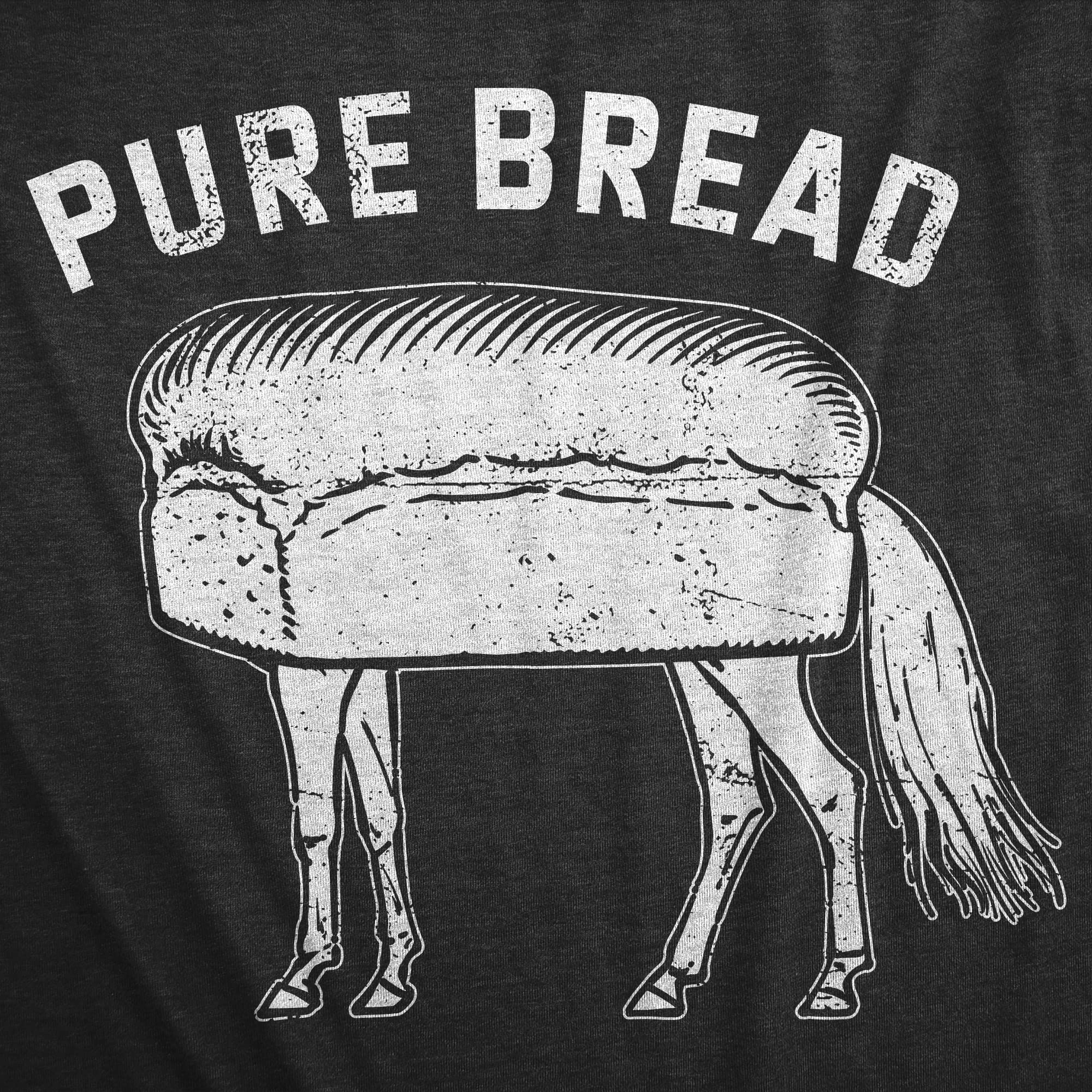 Mens Pure Bread T Shirt Funny Horse Loaf Joke Tee for Guys Funny T Shirts Animal Apparel for Men Cool Food Short Sleeve Novelty