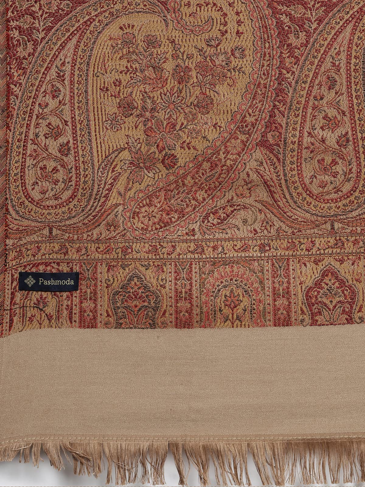 Pashmoda Men Zarif-E-Kashmir Woven Design Shawl (Size: 101X203 Cm, Brown Color)