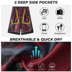 HQUEC Men's 12 Long Basketball Shorts Athletic Workout Gym Camo Shorts Below Knee Loose-Fit with Pockets Red XL