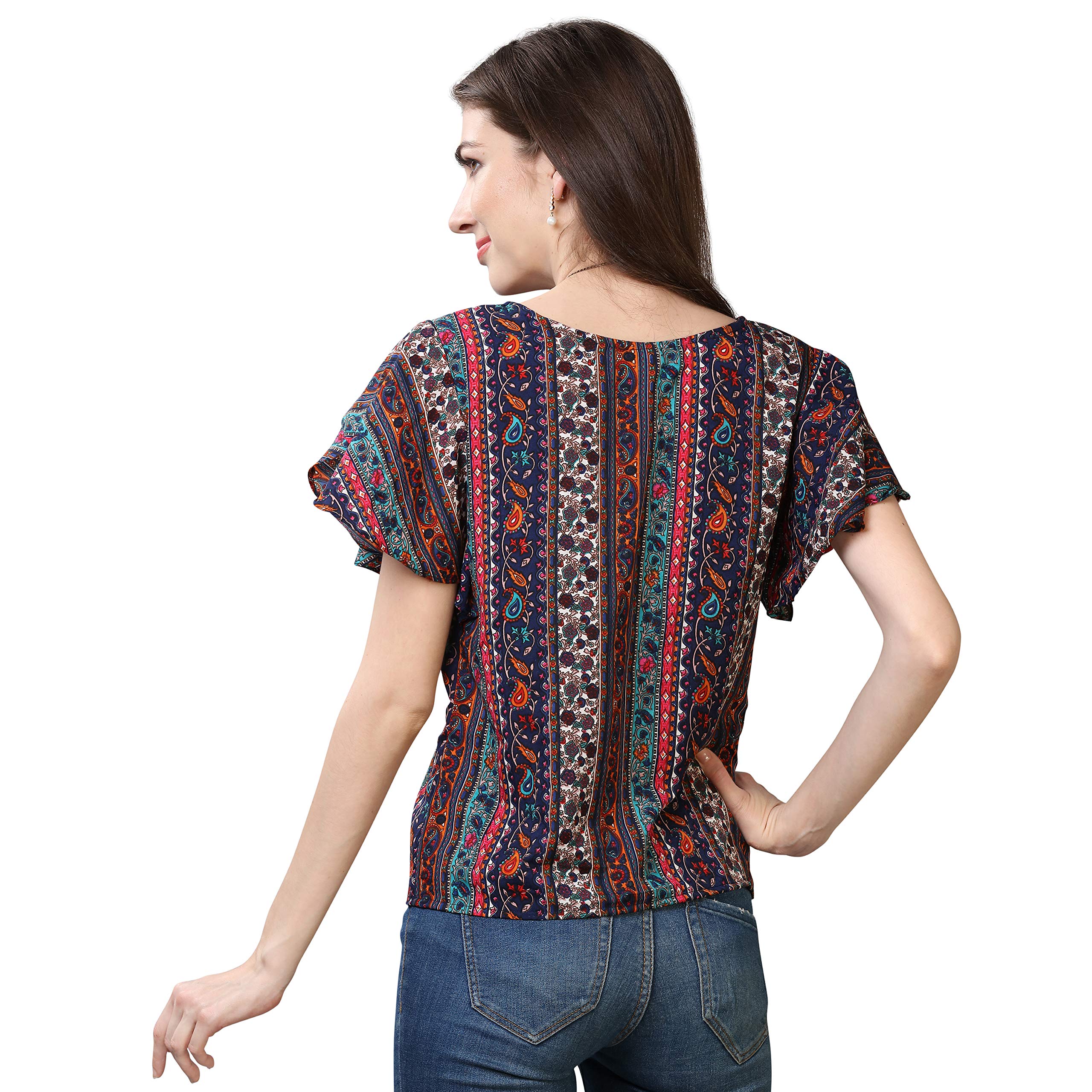 OOMPH! Womens Formal Crepe Tunic Top - Multicolor