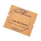 JoycuFF Morse Code Chain Bracelets for Women I Am The Storm Funny Motivational Christmas Birthday Thanksgiving Day Gifts for Tee