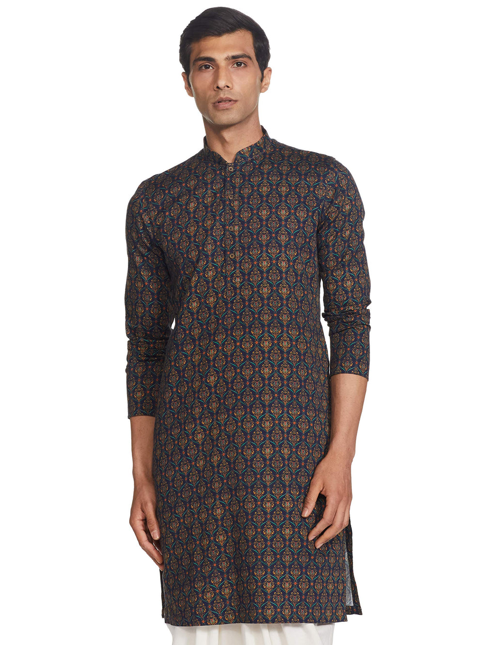 Manyavar MenS Cotton Blend Kurta (Ml11952_Blue_Xl)