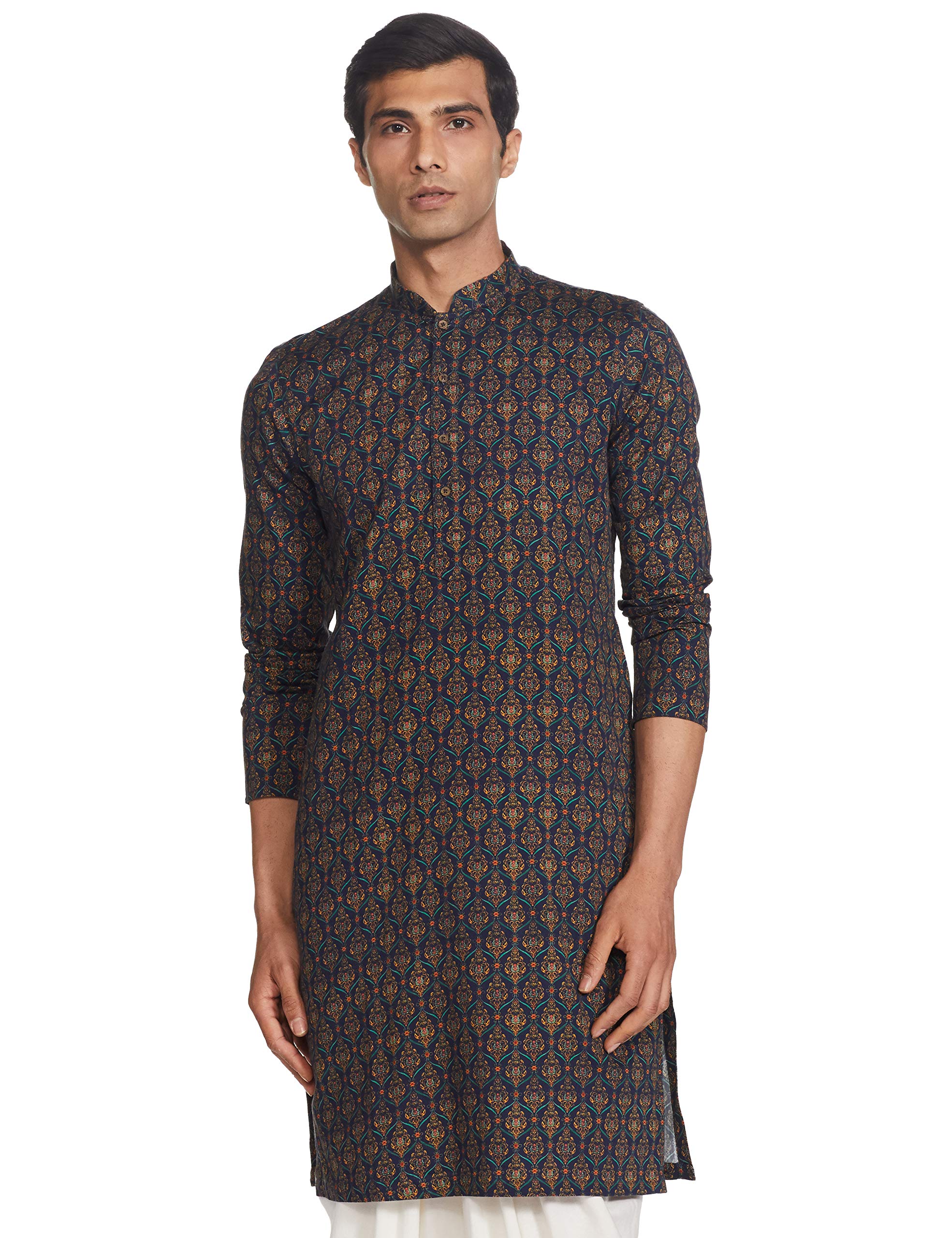 Manyavar MenS Cotton Blend Kurta (Ml11952_Blue_Xl)