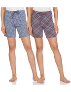 Lyra Pure Cotton Printed Night Shorts For Women (Pack Of 2)