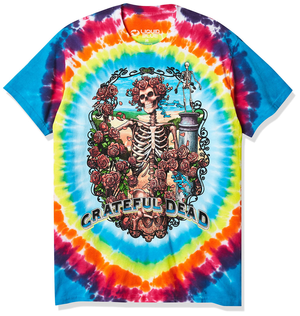 Liquid Blue Men's Standard Grateful Dead Rainbow Bertha Tie Dye Short Sleeve T-Shirt, Multi, 2XL