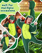 CANASOUR Dinosaur Onesie Kids Animal Halloween Cosplay Costume for 10-12 Years Girls Dino Unisex Outfuit One Piece Hooded Christ