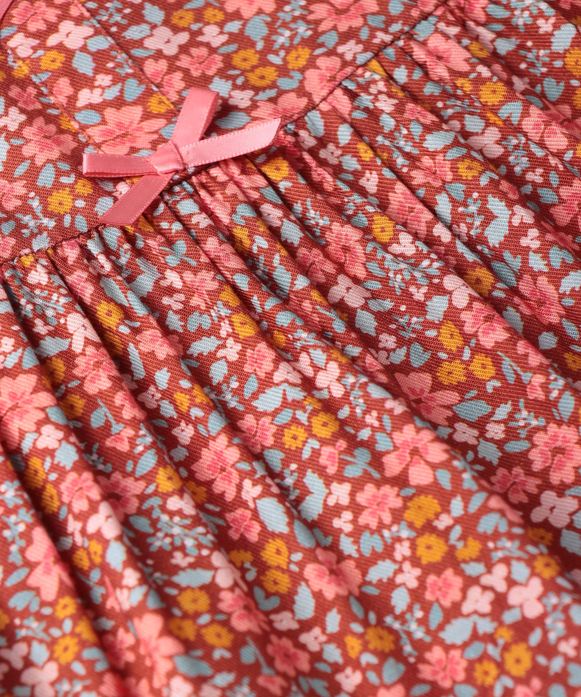 Beebay Kids Girls Bow Detail fit and Flare Dress Rust