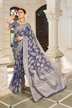 Madhuhansh WomenS Lucknowi Chikankari Linen Cotton Woven Sarees For Women With Blouse Piece - Ethnic Wear For Special Occasions