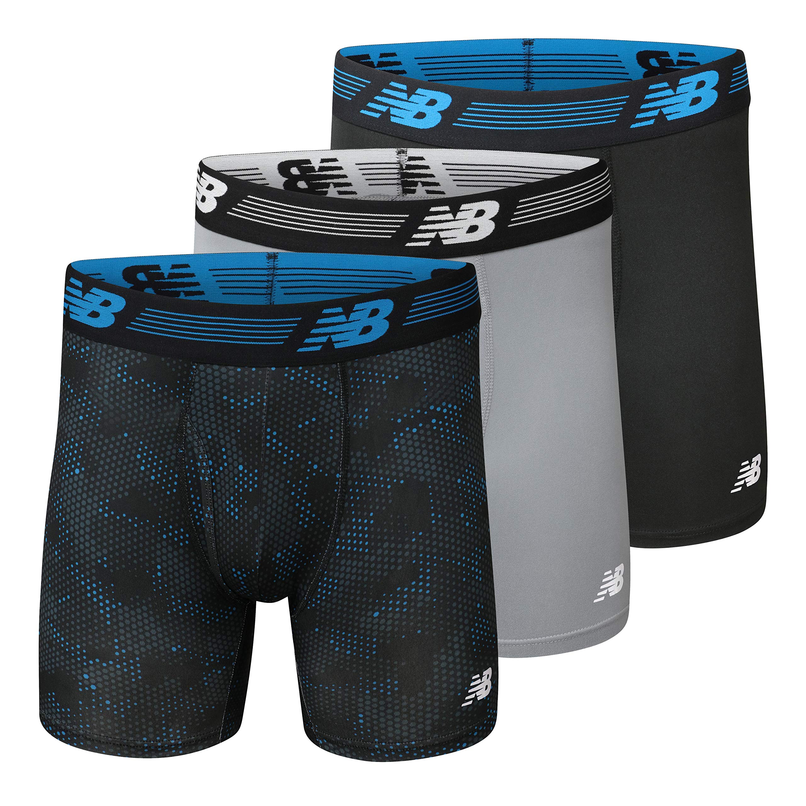 New Balance Men's 6 Boxer Brief Fly Front with Pouch, 3-Pack of 6 Inch Tagless Underwear