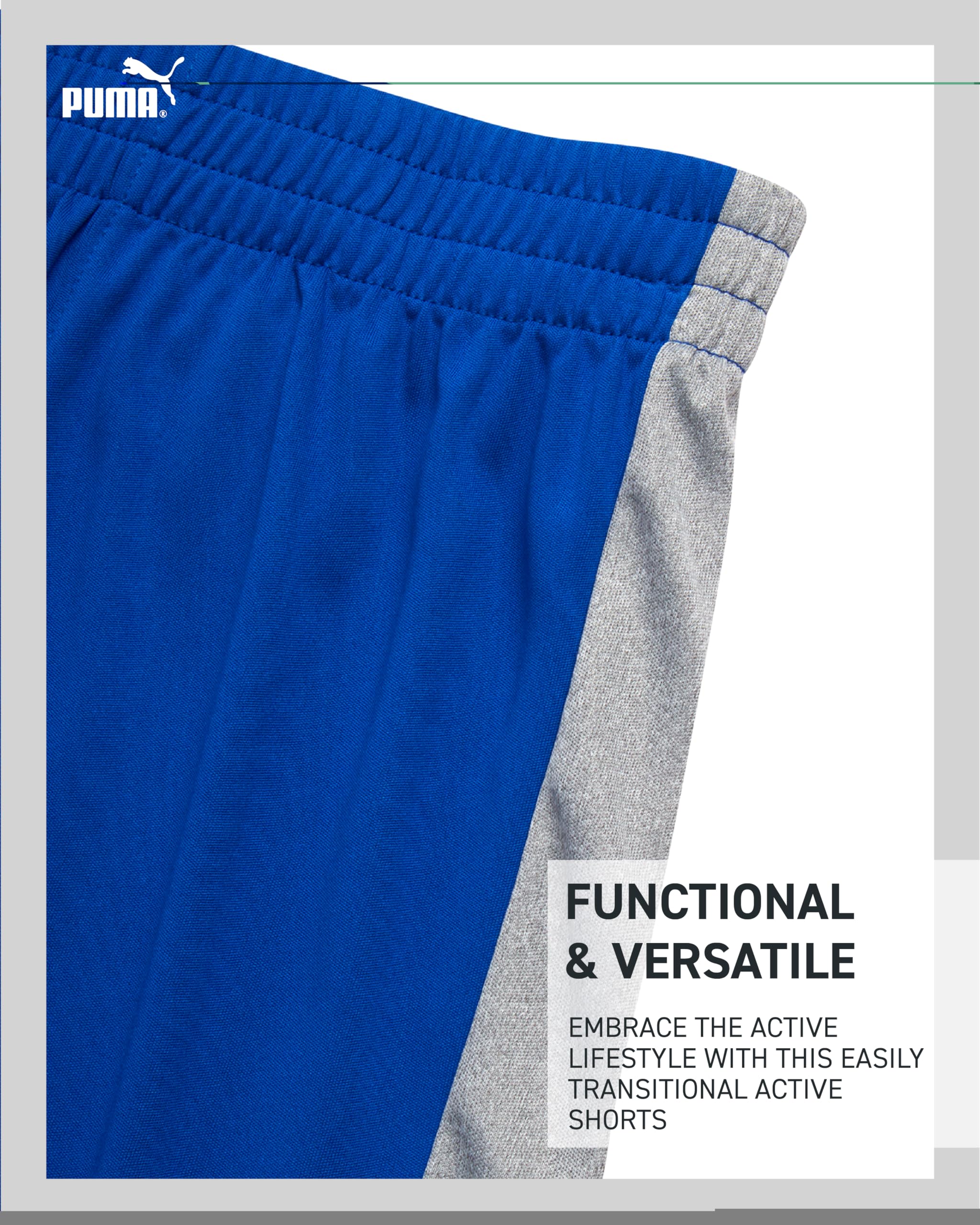 PUMA Boys' Short Set - 3 Piece Short Sleeve Graphic T-Shirts and Active Shorts Outfit Set for Boys (Sizes: 2T-7), Size 2T, Blue/